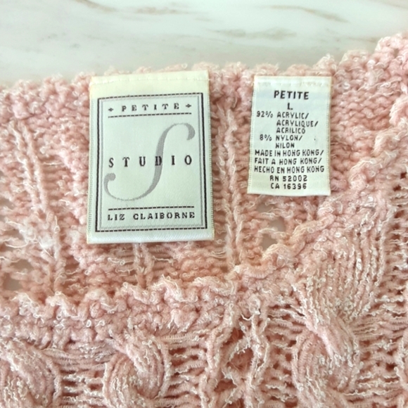 STUDIO BY LIZ CLAIBORNE PEACH PULLOVER CABLE KNIT SWEATER SZ LP - Picture 7 of 8